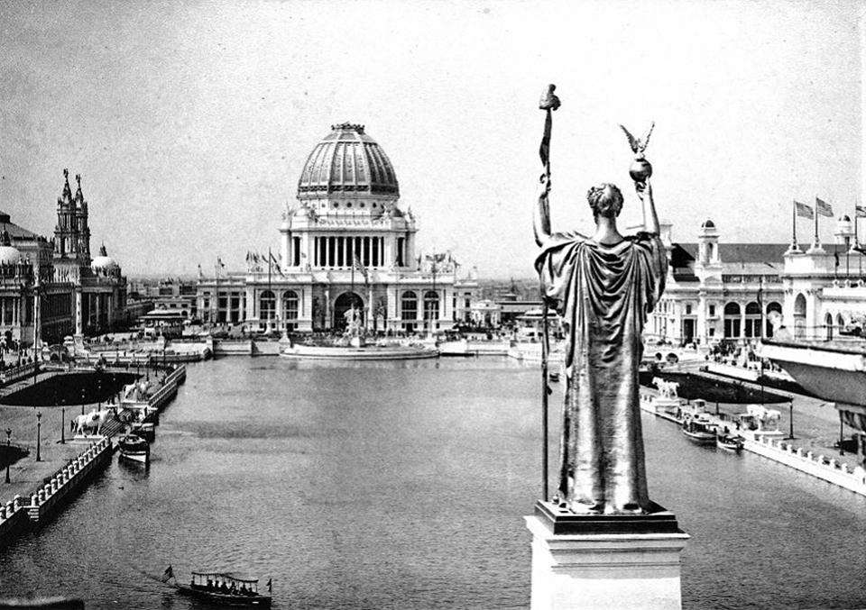 “The White City” at the World’s Columbian Exposition. Image shows the Grand Basin and the Court of Honor.