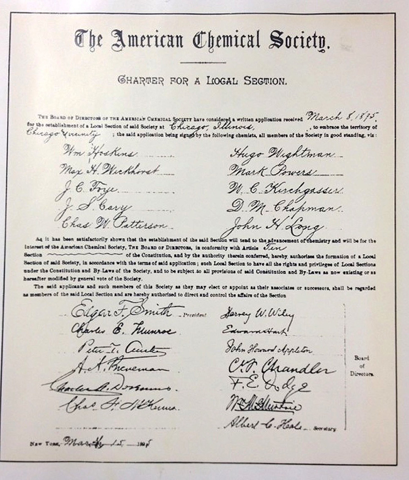 1895 Charter of the Chicago Local Section of the ACS