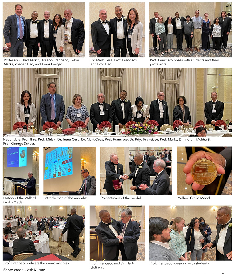 Photo collage from the 111th Willard Gibbs Award meeting, 2022, for Joe Francisco