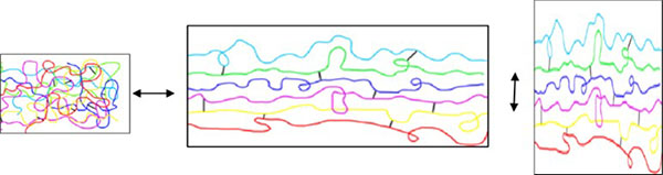 diagram of polymer molecules in a plastic bag