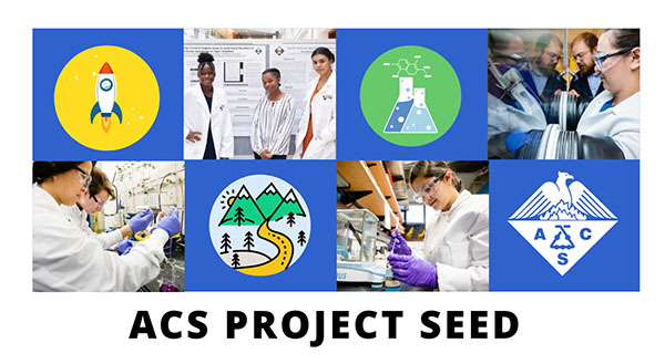 banner graphic for ACS Project SEED illustrating SEED students in a variety of scientific contexts
