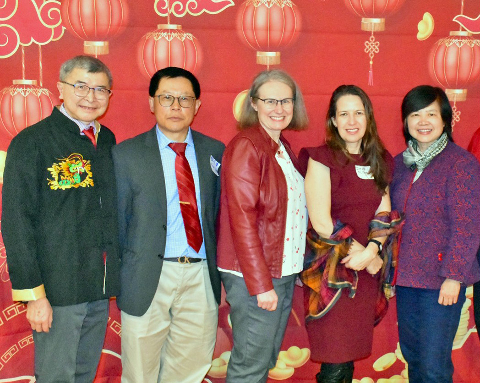 Photo taken at the Chinese American Chemical Society - Chicago ACS event for Chinese NewYear 2026 / Fire Horse, showing officials of the various chemical societies in attendance - see caption for names