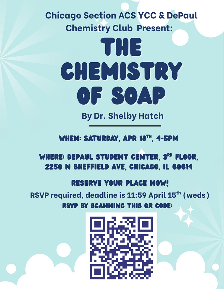 Flyer for the Chicago Younger Chemists Committee Chemistry of Soap event