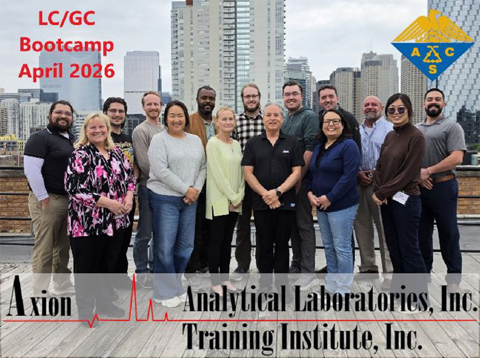 Group photo of the Axion LC/GC Bootcamp from April 2026; Brody Johnson is in the back row, third from left. Image courtesy of Axion