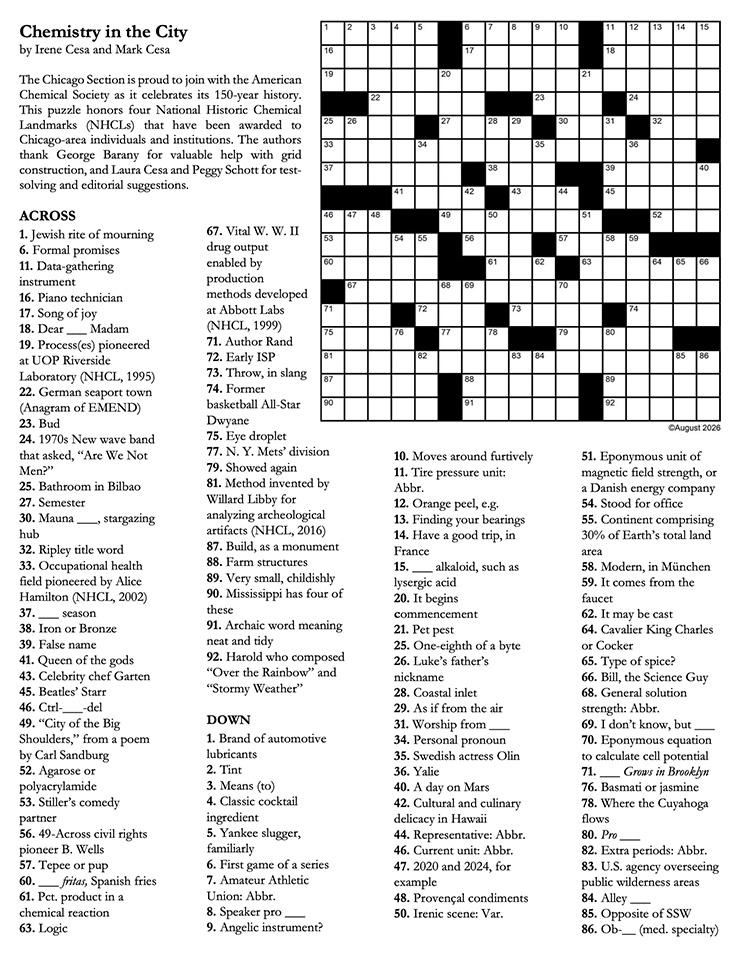 Crossword puzzle - Chemistry in the City