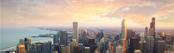Chicago Skyline near sunset