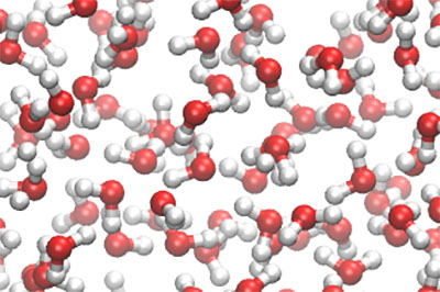 water molecules arranged in liquid water structure